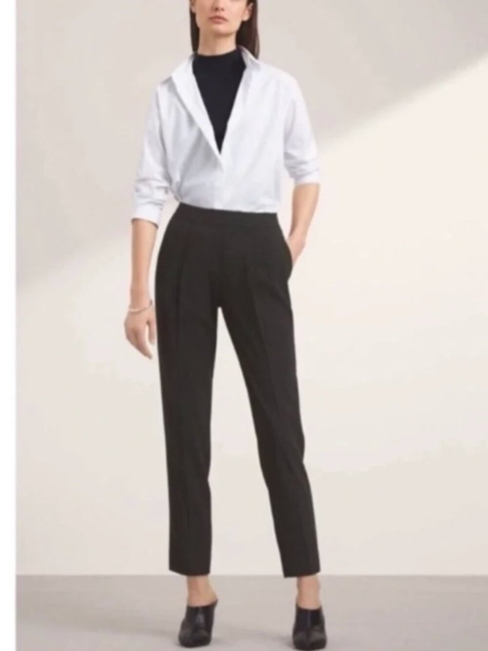Babaton Aritzia Cohen Black Pleated Trouser Pants 0